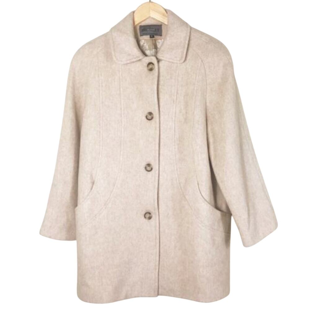 Vintage Bromley Collection Wool Coat Womens 10 Beige Lined Swing Mod Classic USA